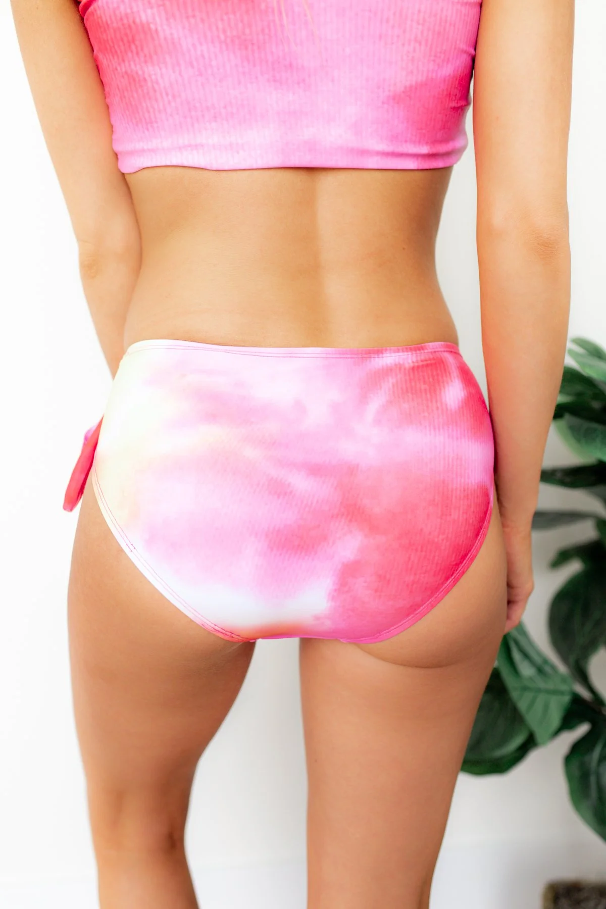 Tie Dye Side Bow Swim Bottoms- Pink, Red, Yellow - Image 7