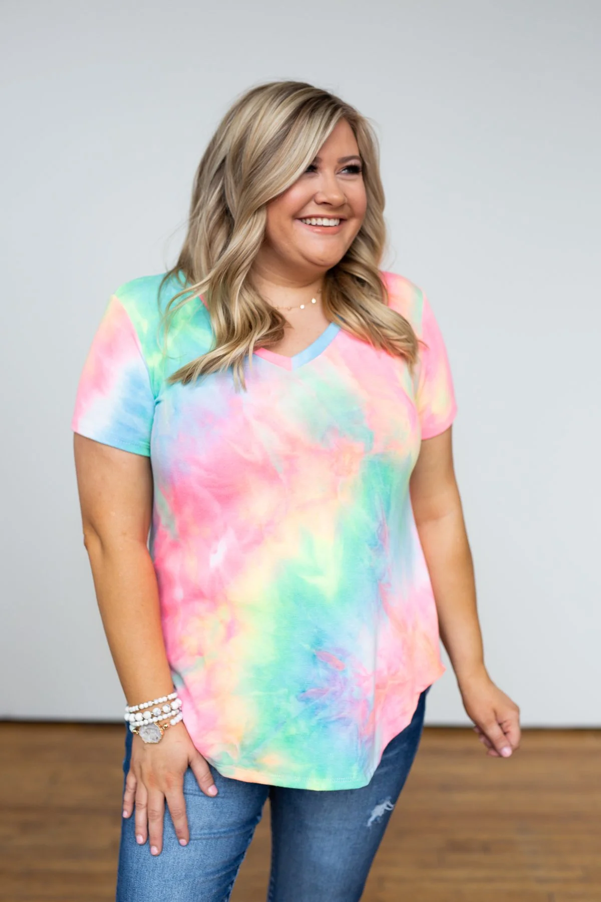 Tie Dye V-Neck Top- Neon - Image 8