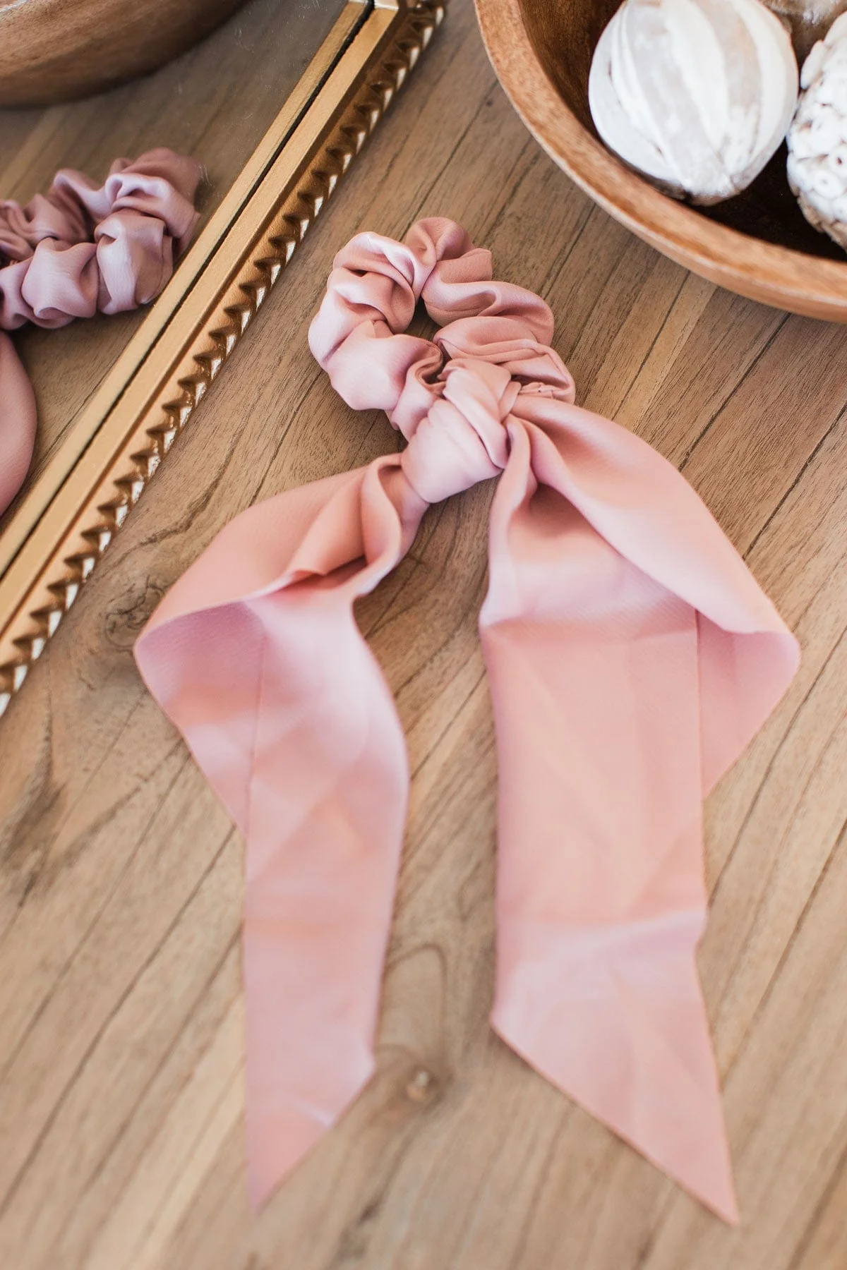 Tied To You Hair Scarf Scrunchie- Dusty Pink - Image 2