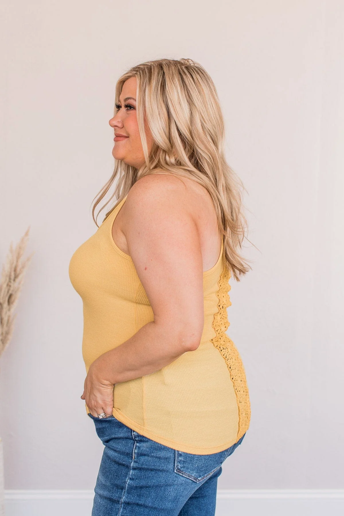 Tight Knit Love Button Tank- Mustard - Image 8