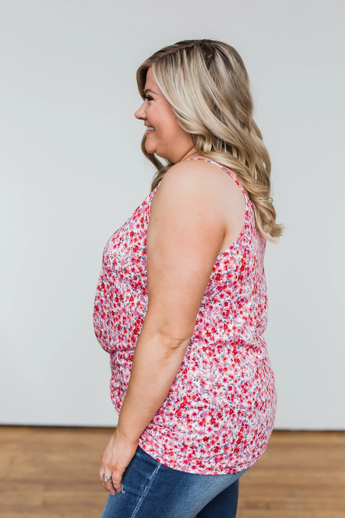 Time After Time Floral Tank Top- Pink & Ivory - Image 14