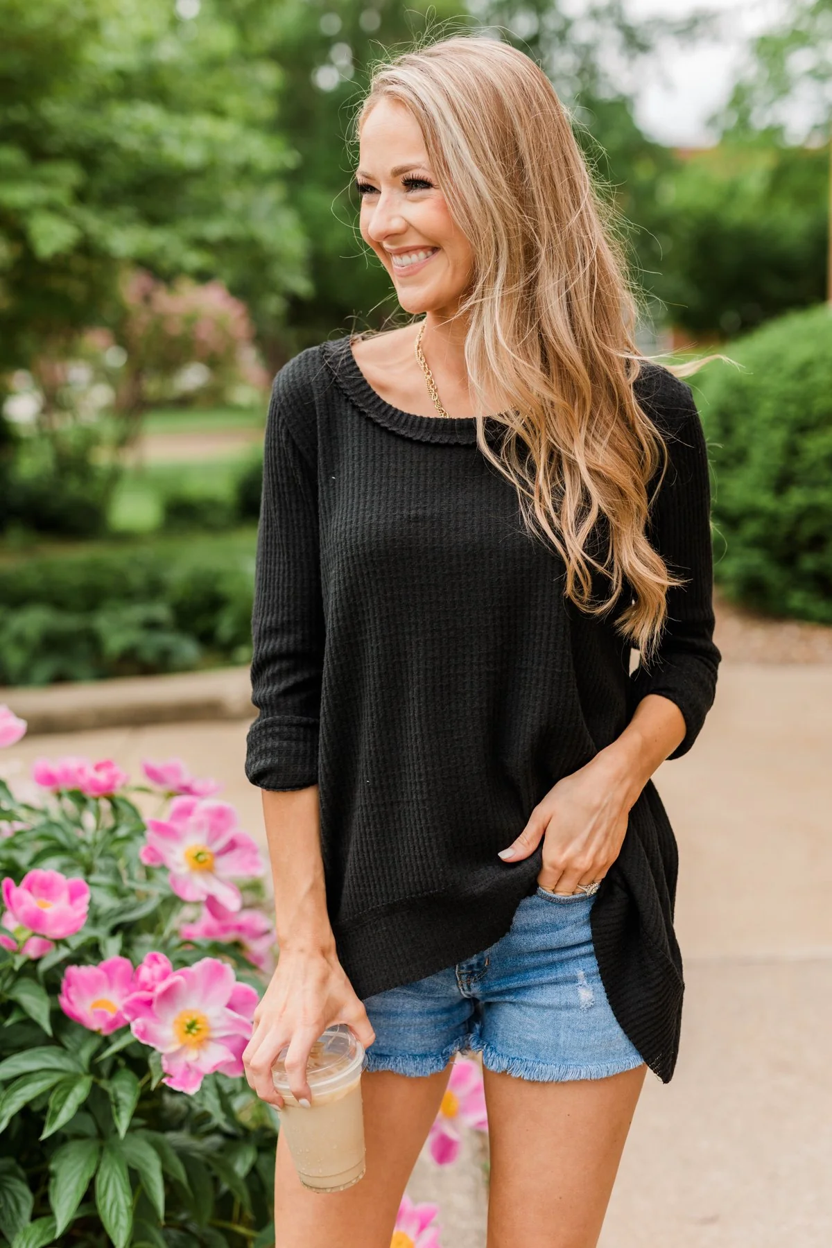 Time And Time Again Long Sleeve Thermal Top- Black - Image 6