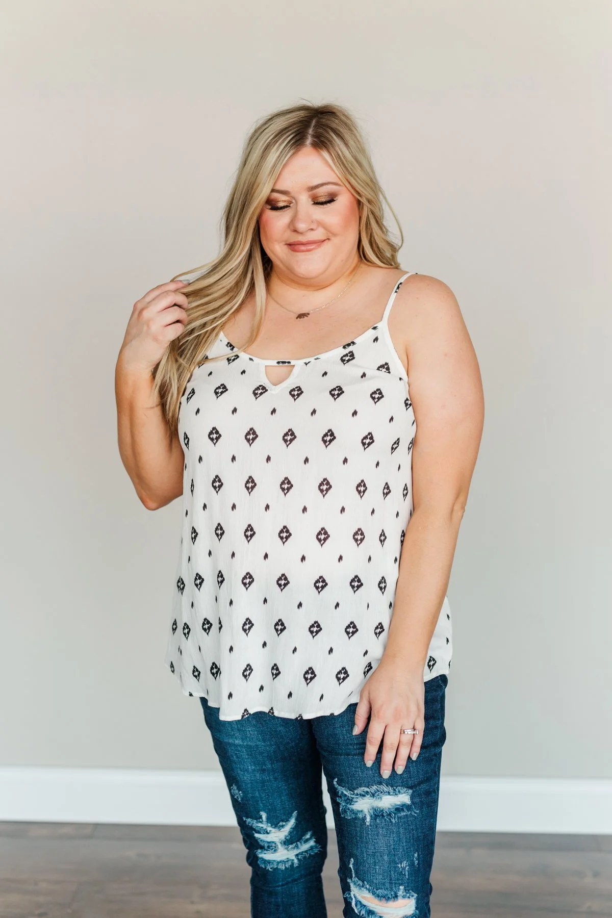 Time Flies By Printed Tank Top- Ivory - Image 2
