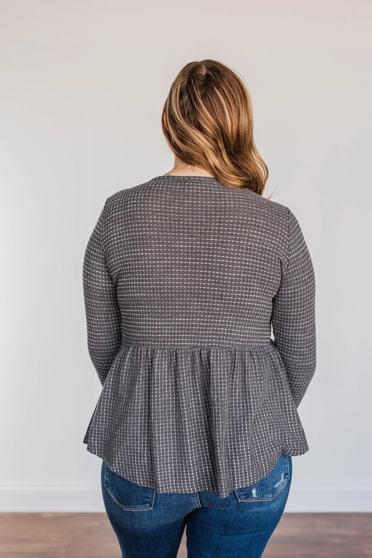 Time Spent Together Babydoll Top- Charcoal - Image 15