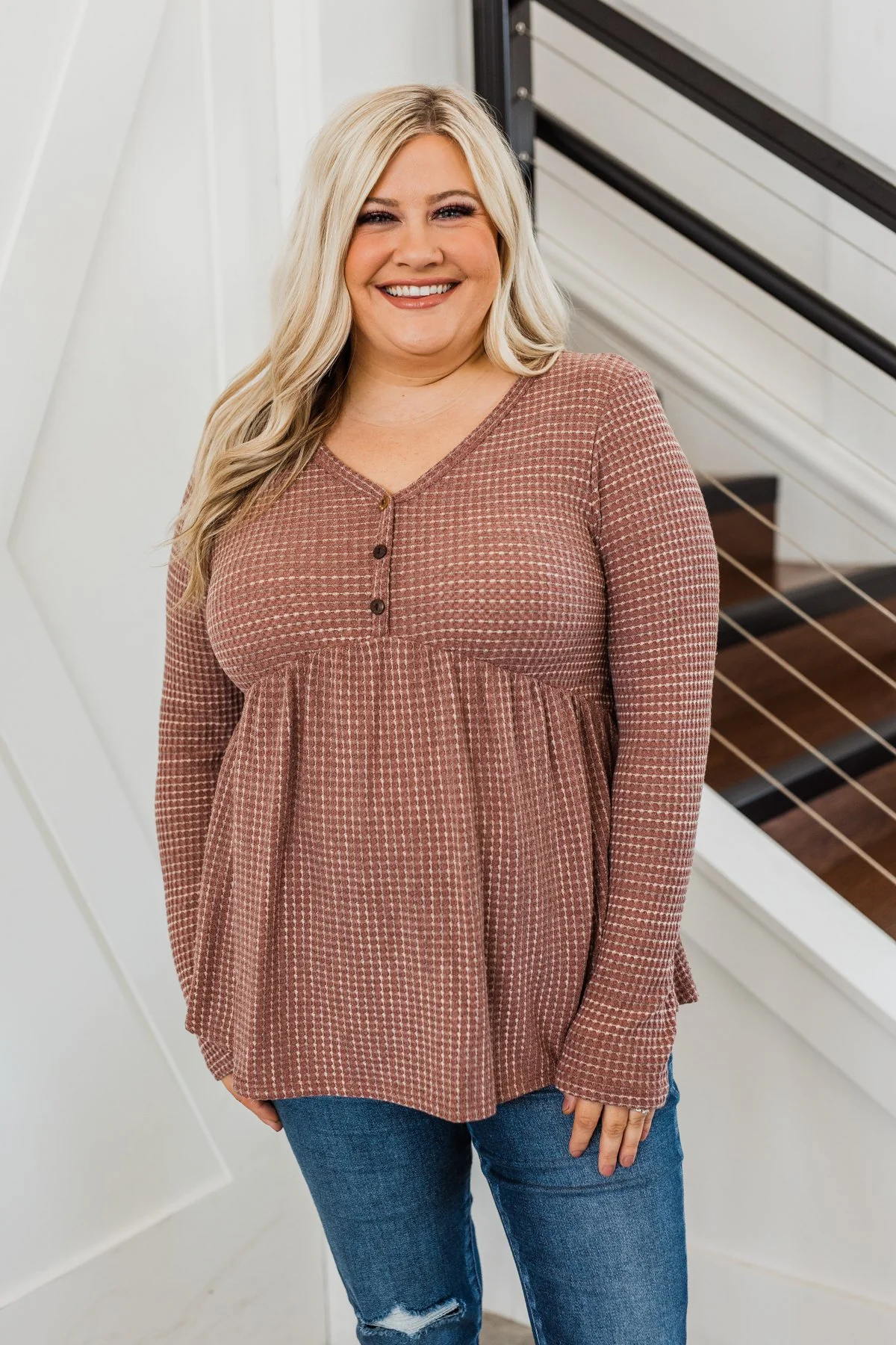 Time Spent Together Babydoll Top- Dusty Mauve Purple - Image 2
