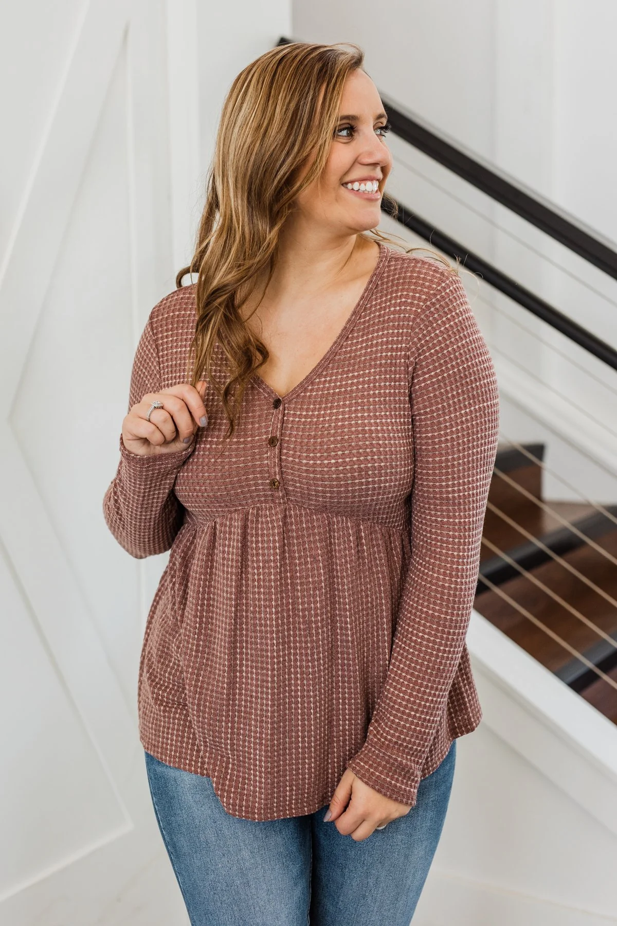 Time Spent Together Babydoll Top- Dusty Mauve Purple - Image 5