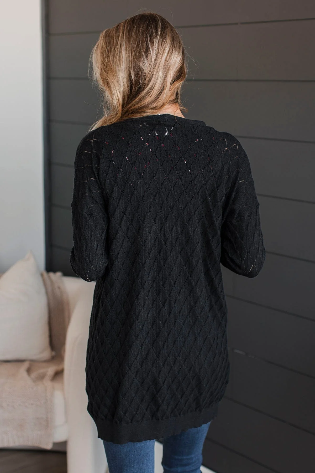 Time Stands Still Knit Cardigan- Black - Image 4