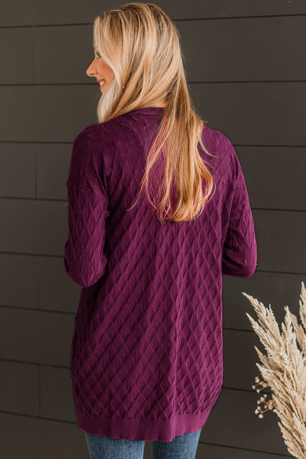 Time Stands Still Knit Cardigan- Plum - Image 6