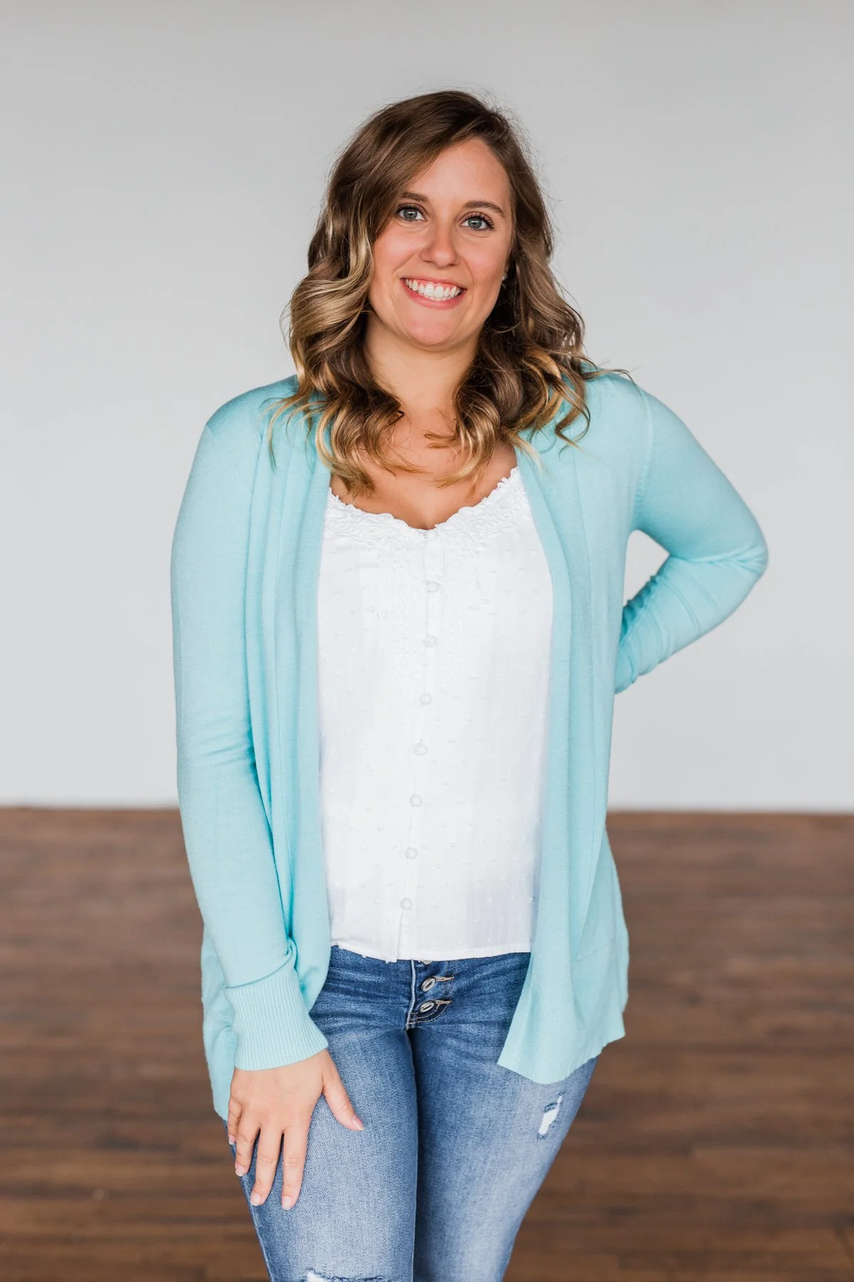 Time To Be Alive Drape Cardigan- Blue - Image 7