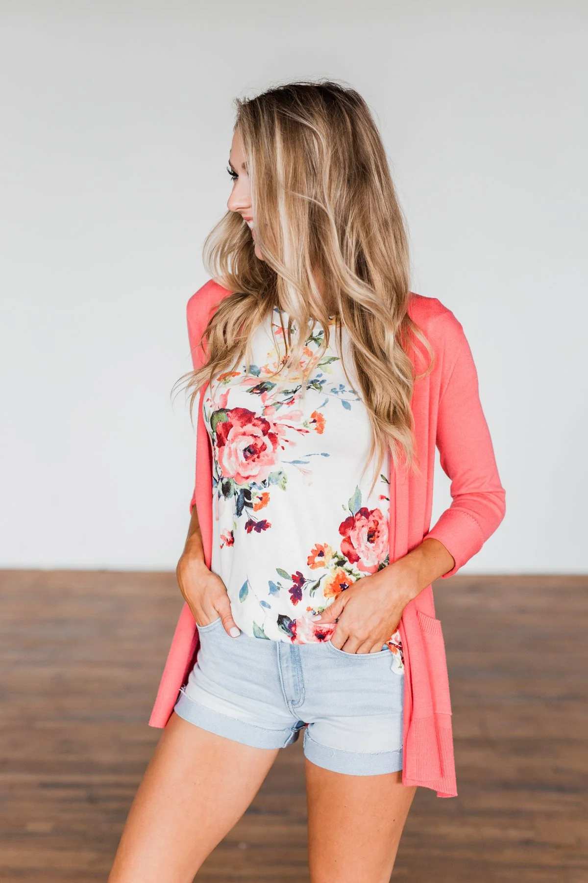 Time To Be Alive Drape Cardigan- Coral - Image 6