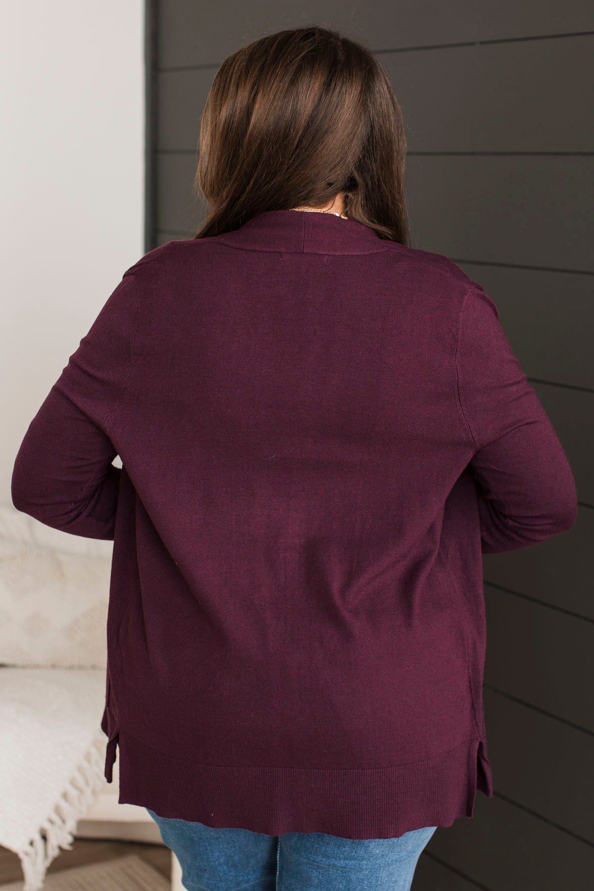 Time To Be Alive Drape Cardigan- Dark Plum - Image 11