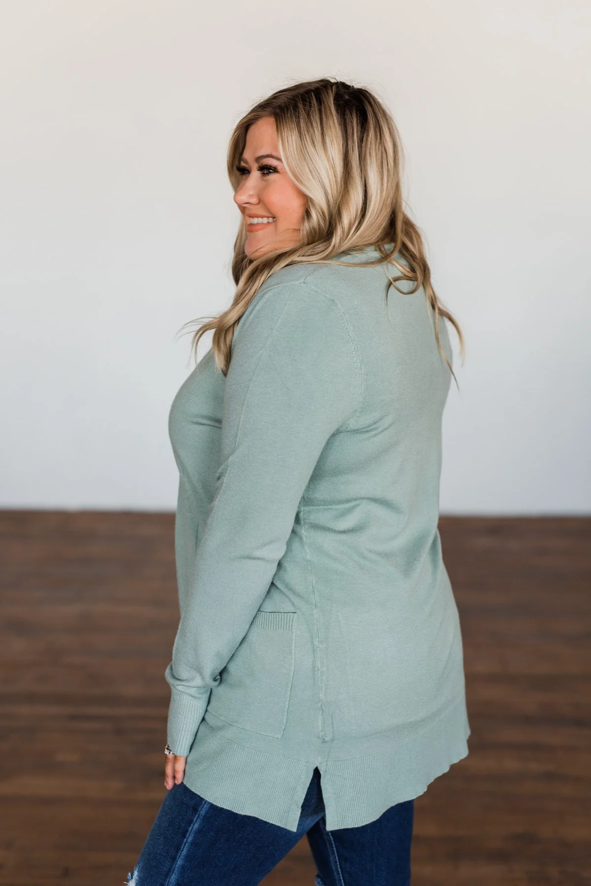 Time To Be Alive Drape Cardigan- Dusty Sage - Image 7