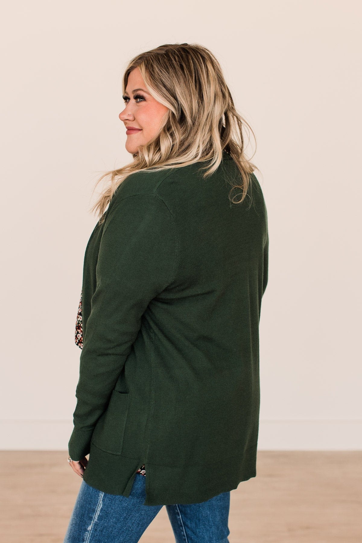 Time To Be Alive Drape Cardigan- Hunter Green - Image 5