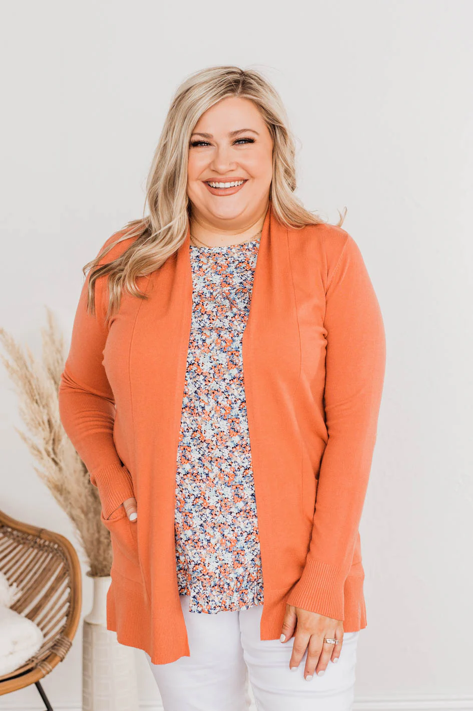 Time To Be Alive Drape Cardigan- Papaya - Image 2