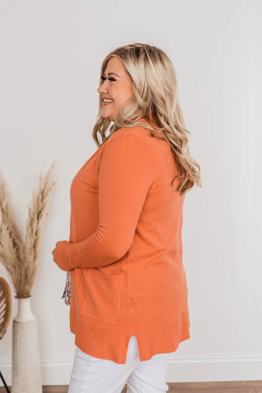 Time To Be Alive Drape Cardigan- Papaya - Image 6