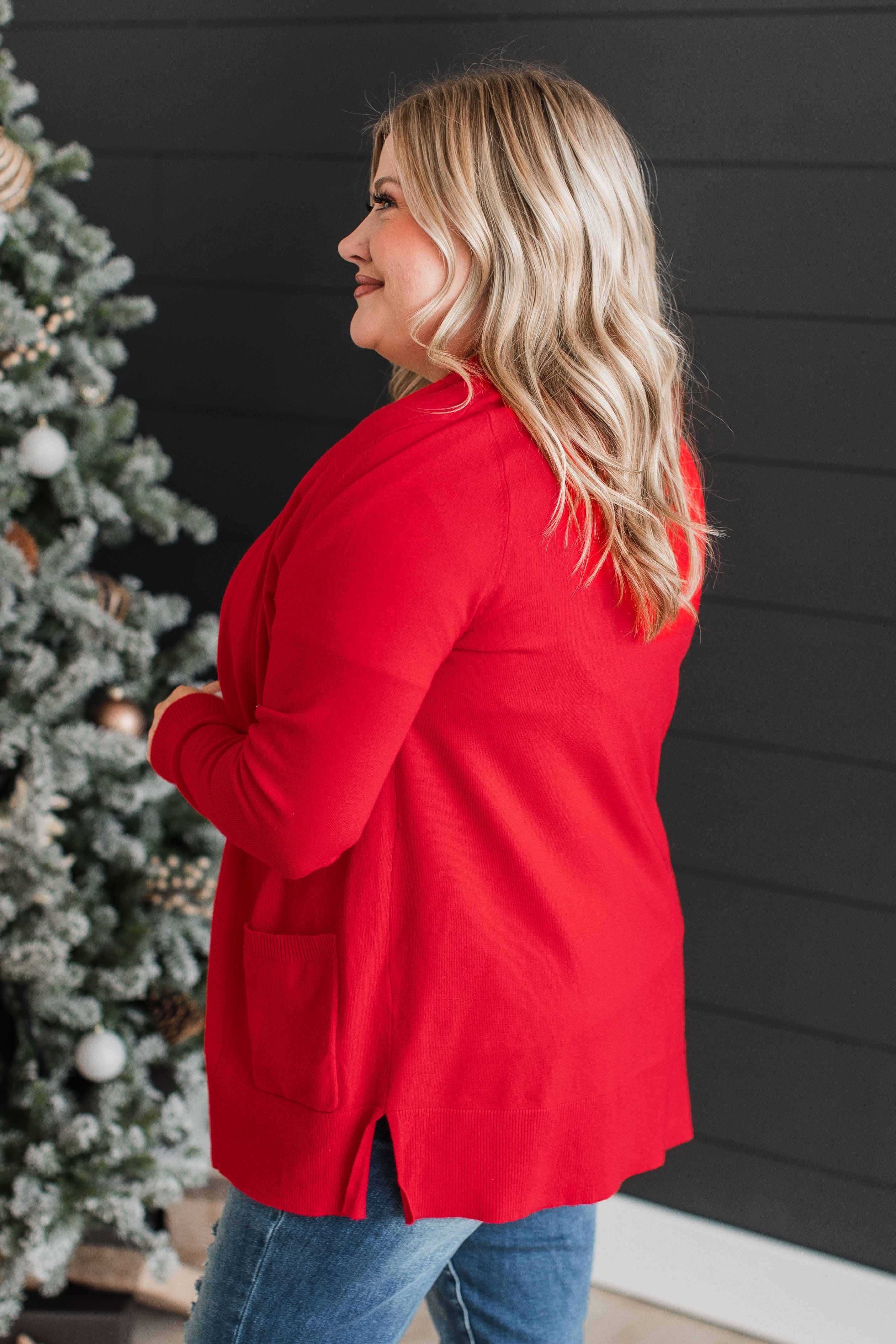 Time To Be Alive Drape Cardigan- Red - Image 6
