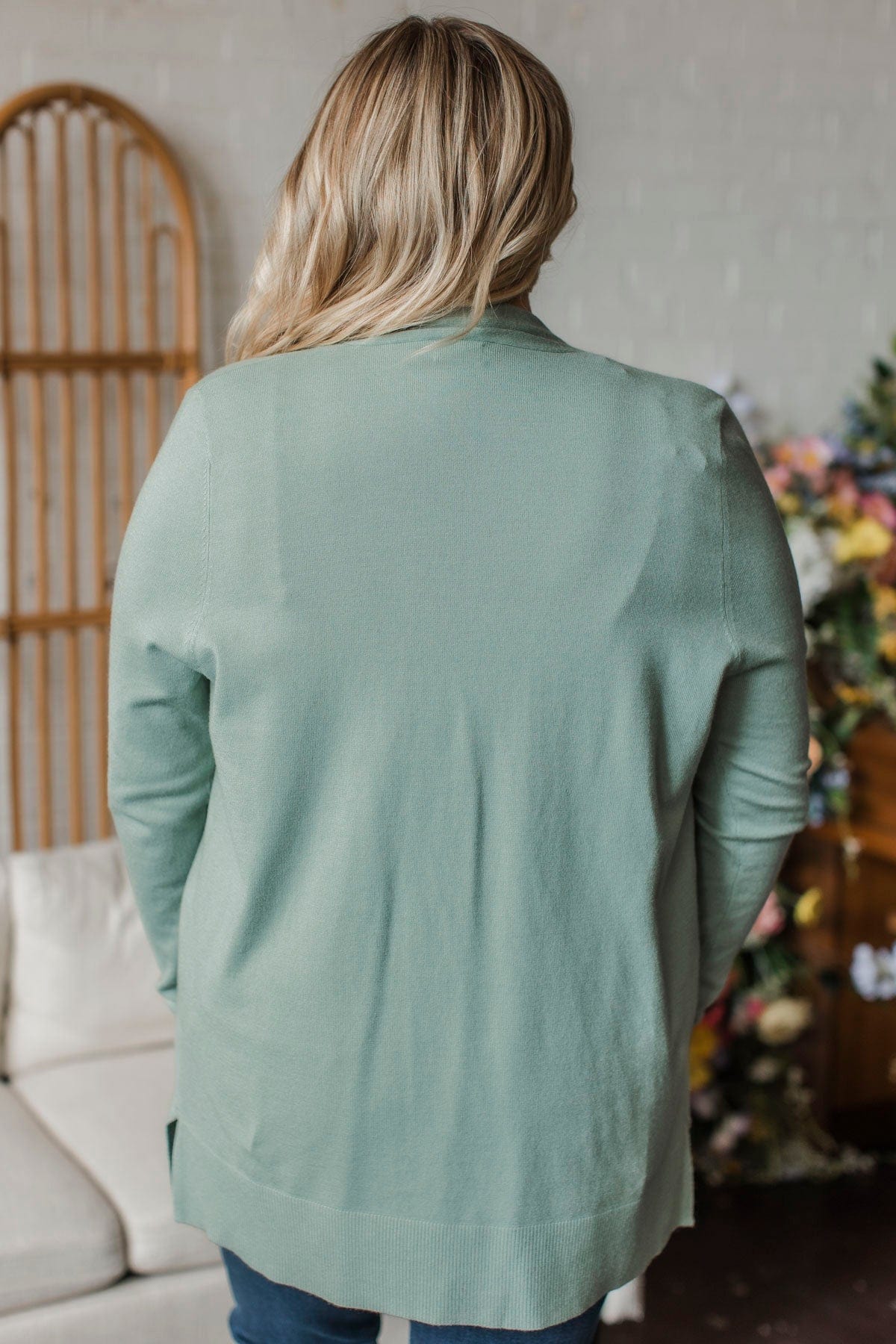 Time To Be Alive Drape Cardigan- Sage - Image 8