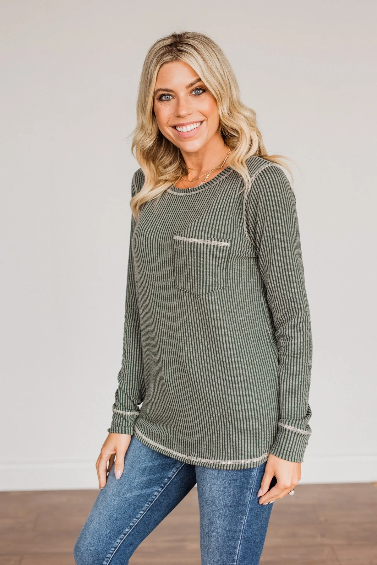 Time To Be Jolly Long Sleeve Top- Olive - Image 5