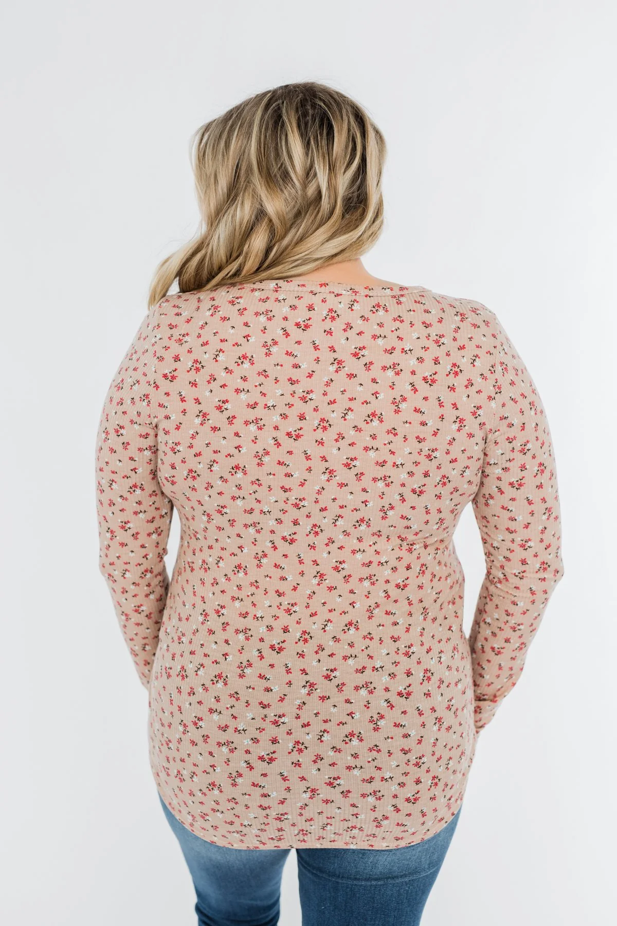 Time To Bloom Floral Henley Top- Taupe - Image 11
