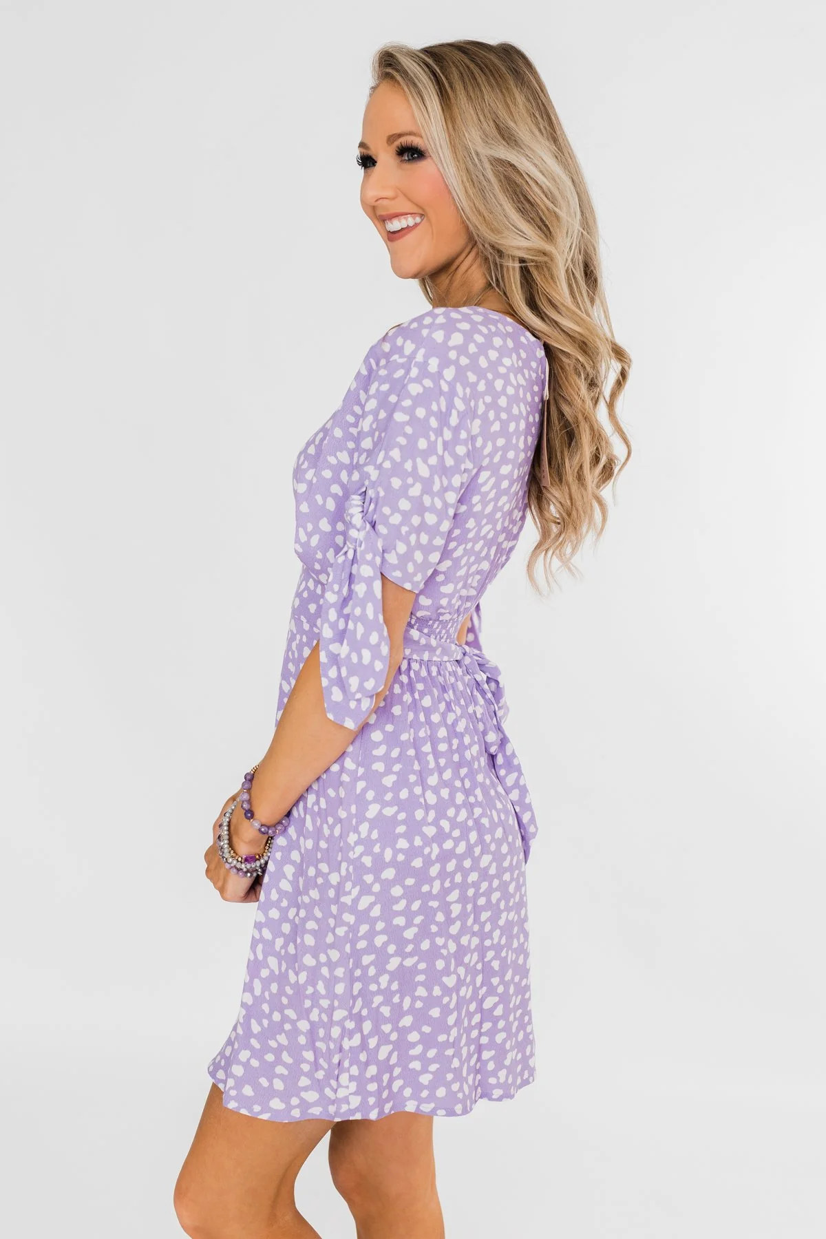 Time To Celebrate Leopard Tie Dress- Lavender - Image 7