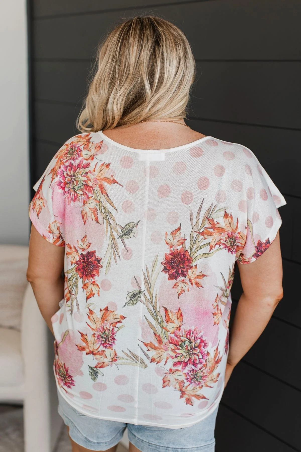 Time To Myself Floral & Polka Dot Top- Ivory - Image 5