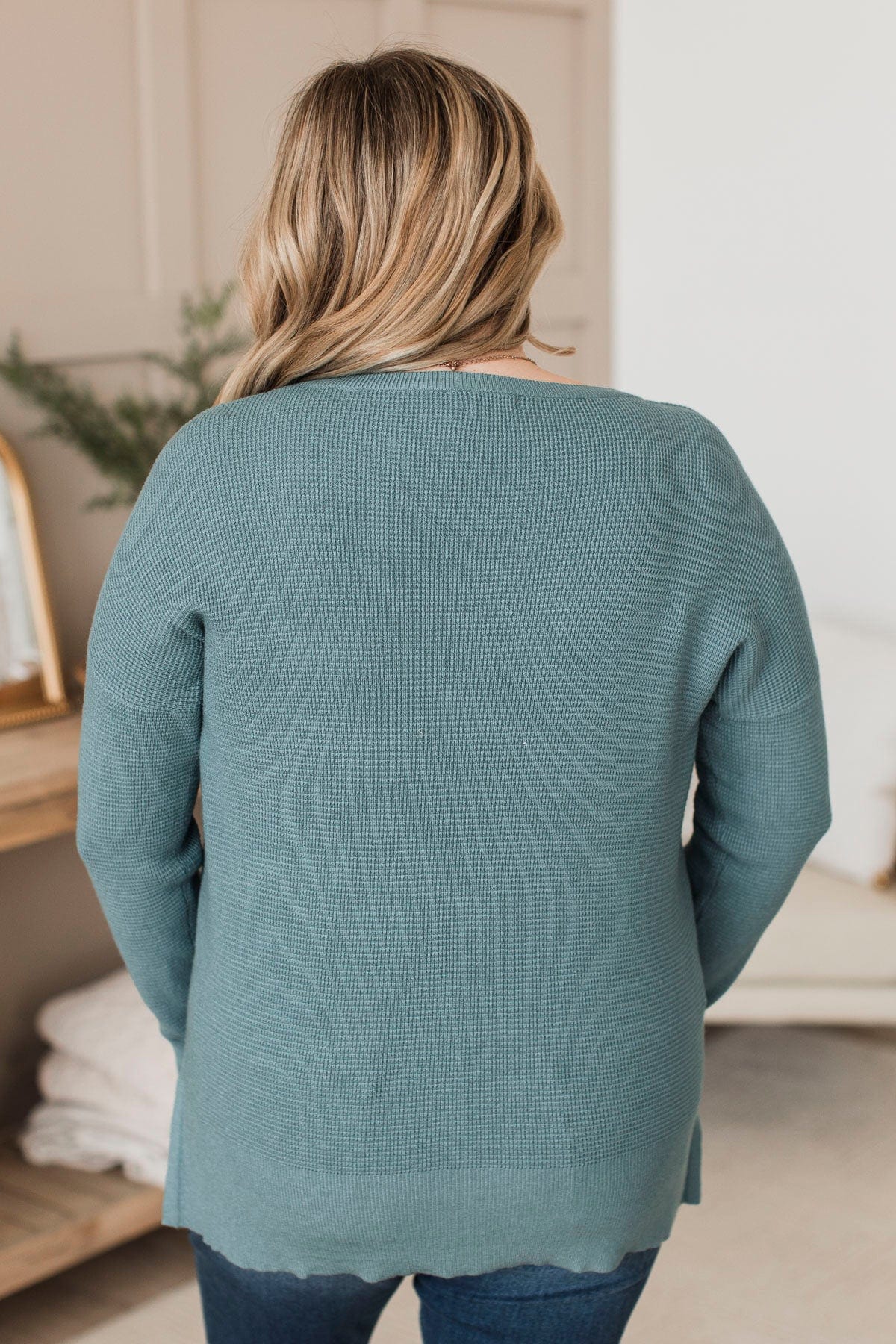 Time To Thrive Knit Sweater- Dusty Blue - Image 9
