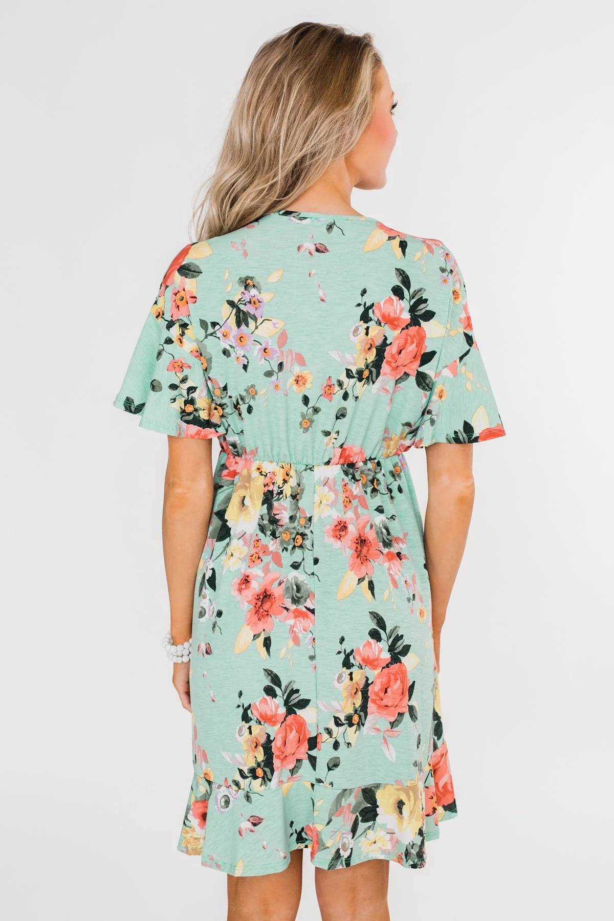 Time To Twirl Floral Ruffle & Wrap Dress- Blue - Image 16