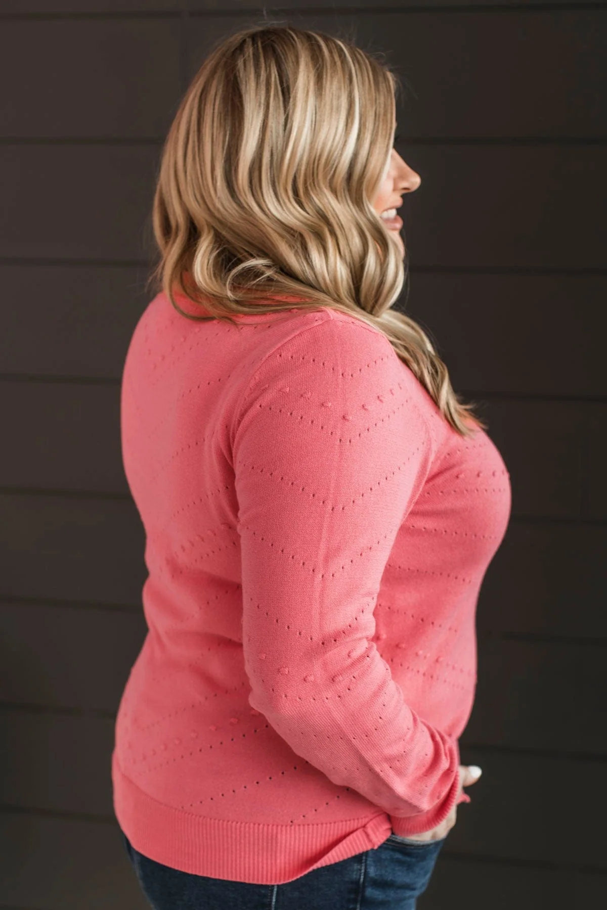 Timeless Allure Knit Sweater- Coral - Image 5