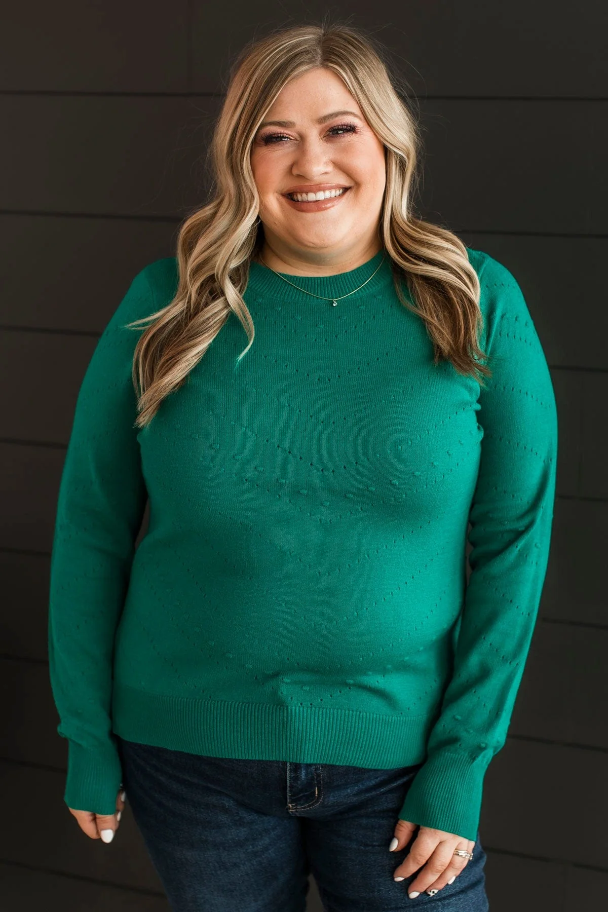 Timeless Allure Knit Sweater- Emerald - Image 4