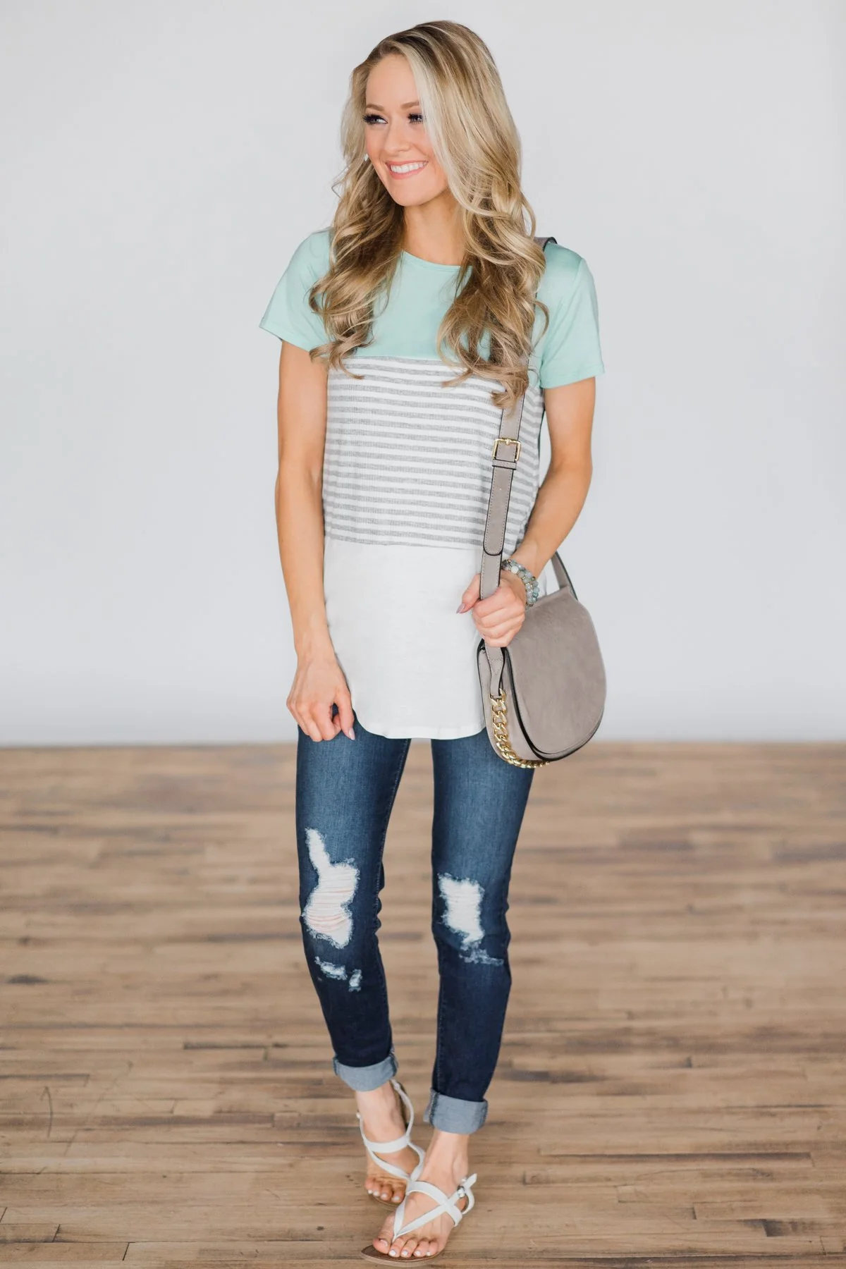 Timeless Beauty Mint Colorblock Top - Image 4
