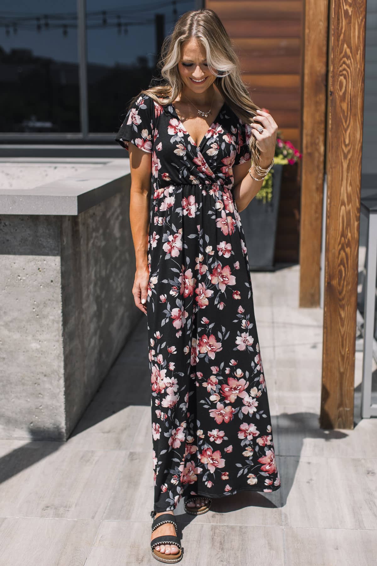 Timeless Grace Floral Maxi Dress- Black & Pink - Image 5
