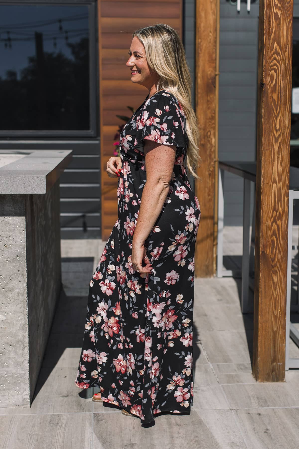 Timeless Grace Floral Maxi Dress- Black & Pink - Image 6