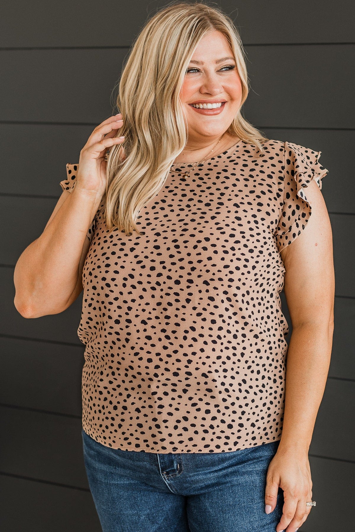 Timeless Moments Ruffle Blouse- Beige - Image 4