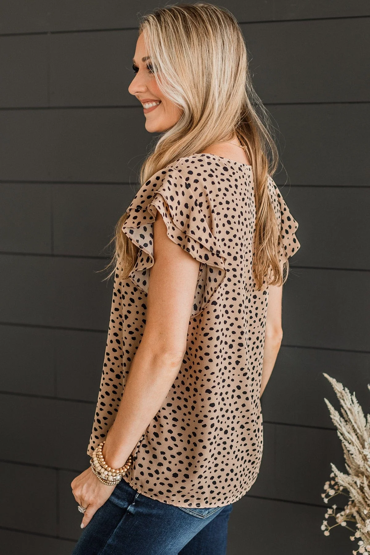 Timeless Moments Ruffle Blouse- Beige - Image 5