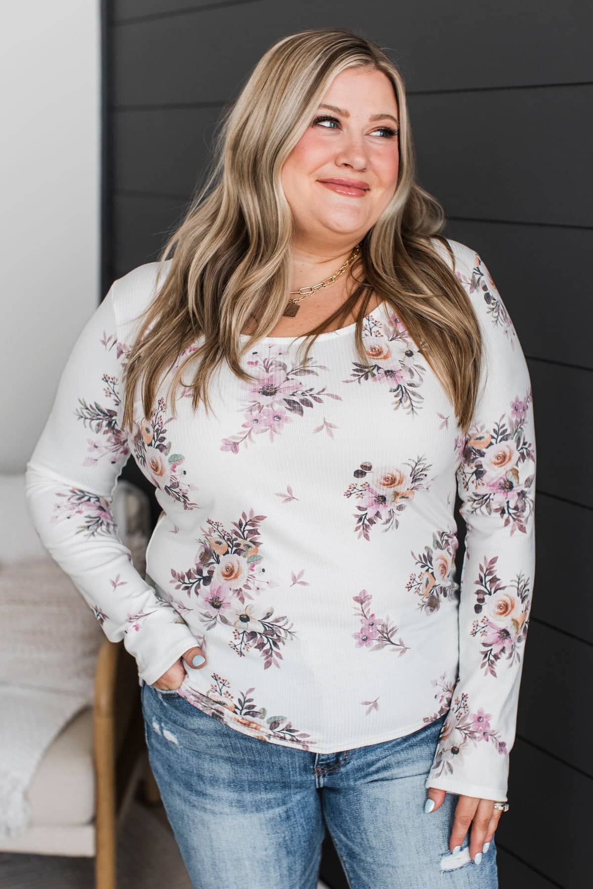 Timeless Tales Long Sleeve Floral Top- Ivory - Image 4