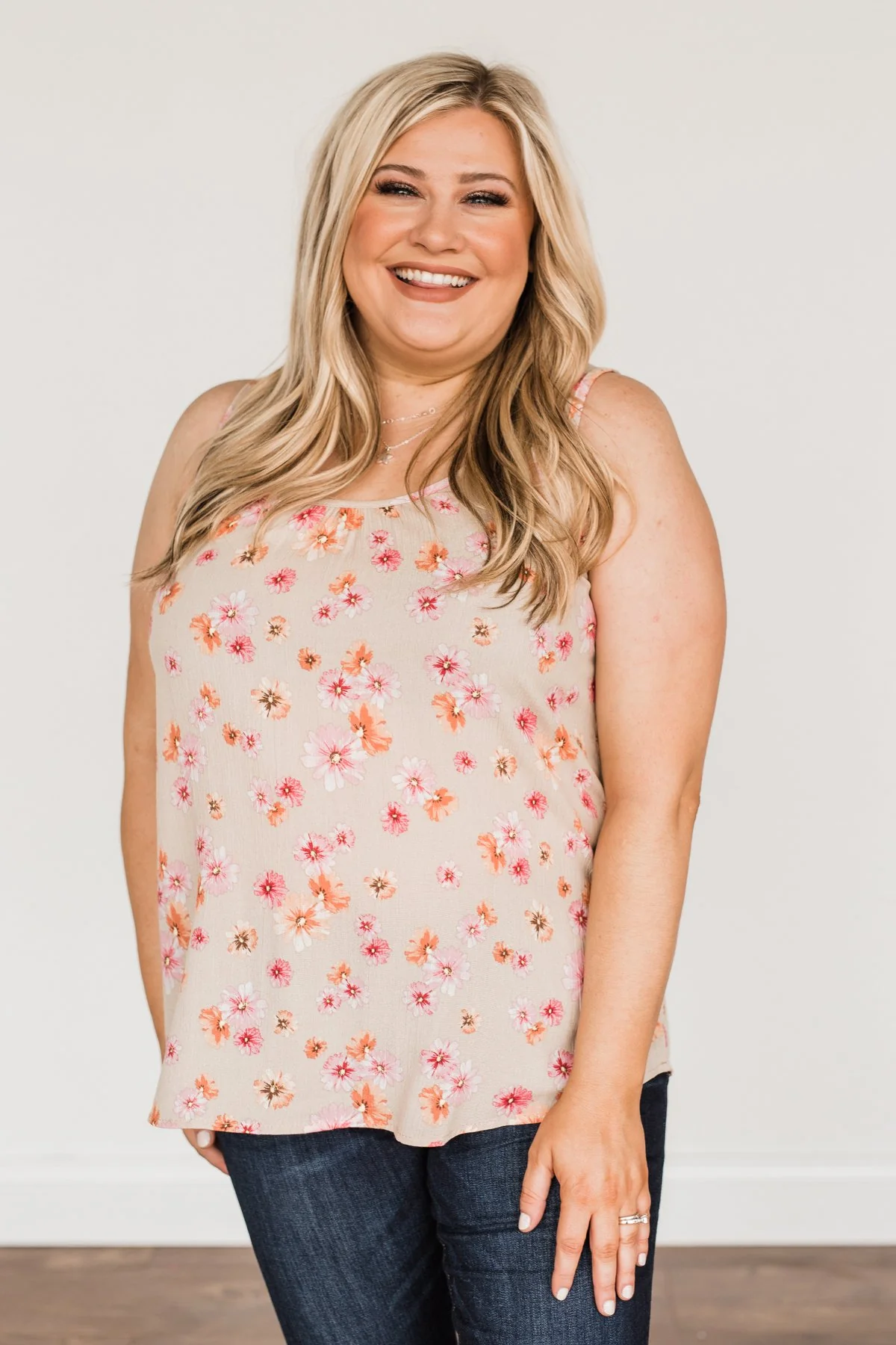 Times Are Changing Floral Tank Top- Beige - Image 2