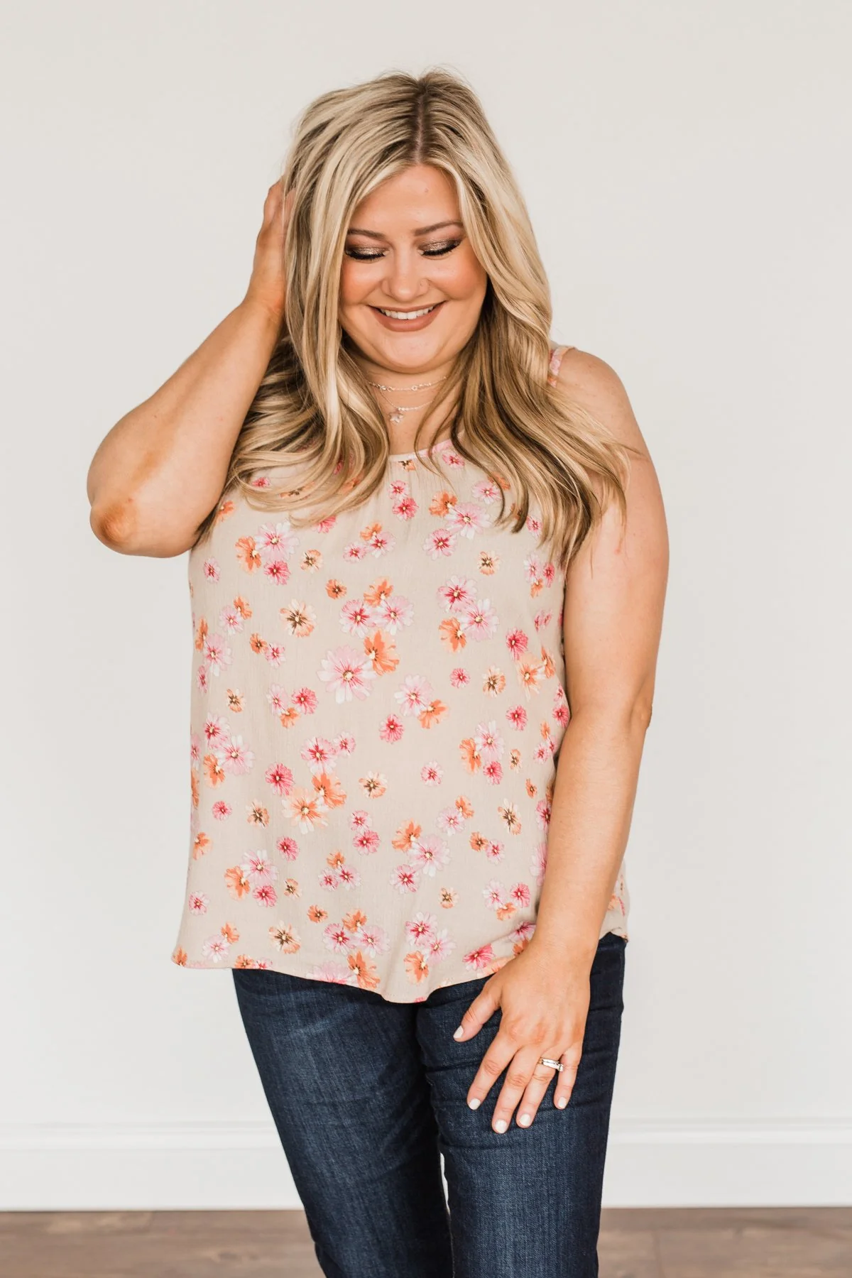 Times Are Changing Floral Tank Top- Beige - Image 5