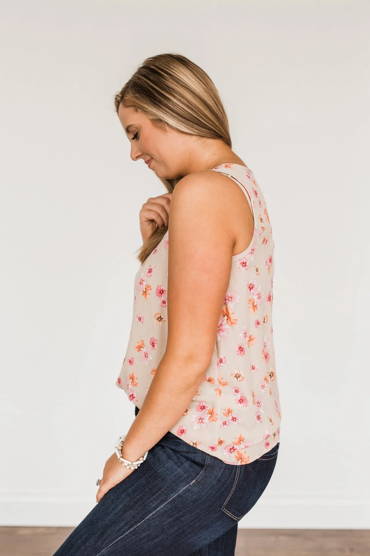 Times Are Changing Floral Tank Top- Beige - Image 8