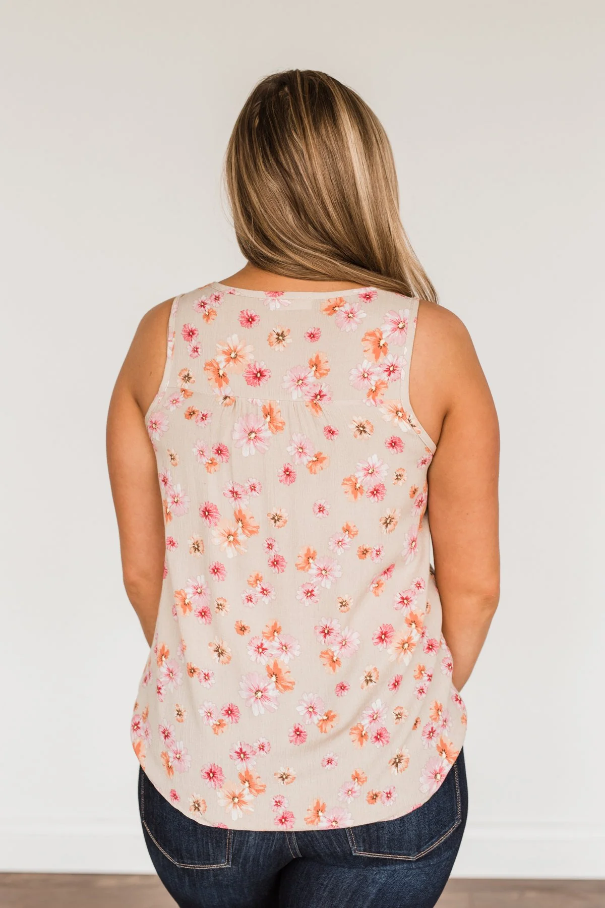 Times Are Changing Floral Tank Top- Beige - Image 9