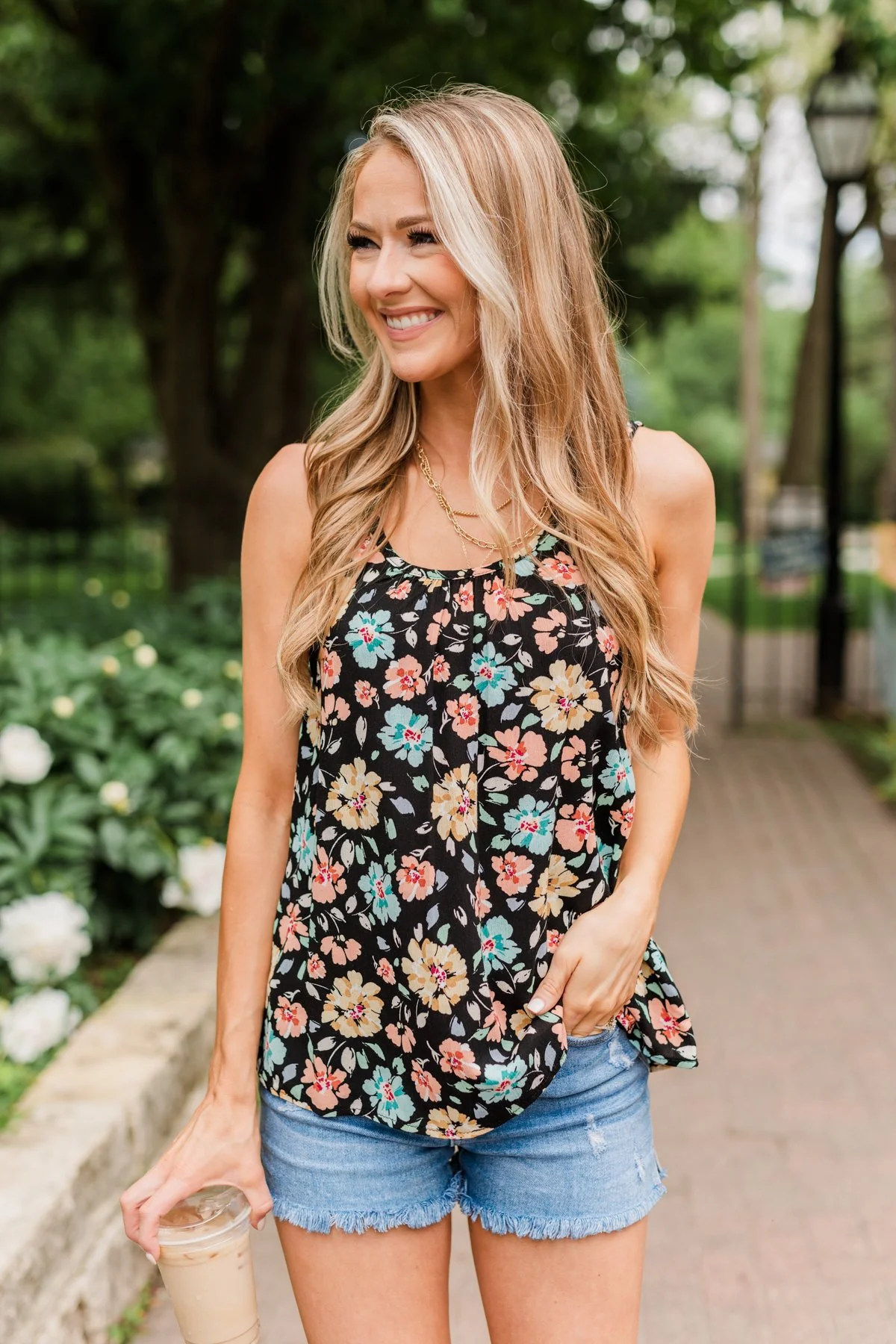Times Are Changing Floral Tank Top- Black - Image 10