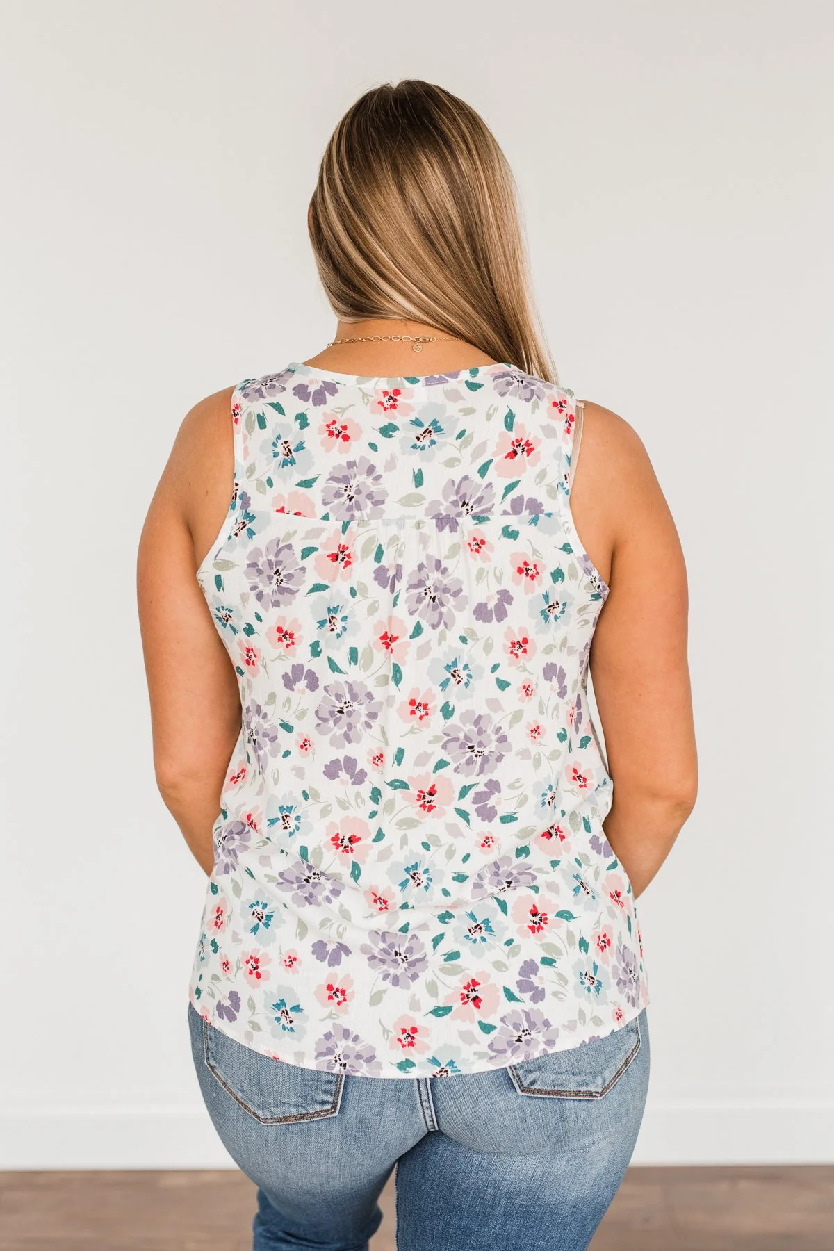 Times Are Changing Floral Tank Top- Ivory - Image 10