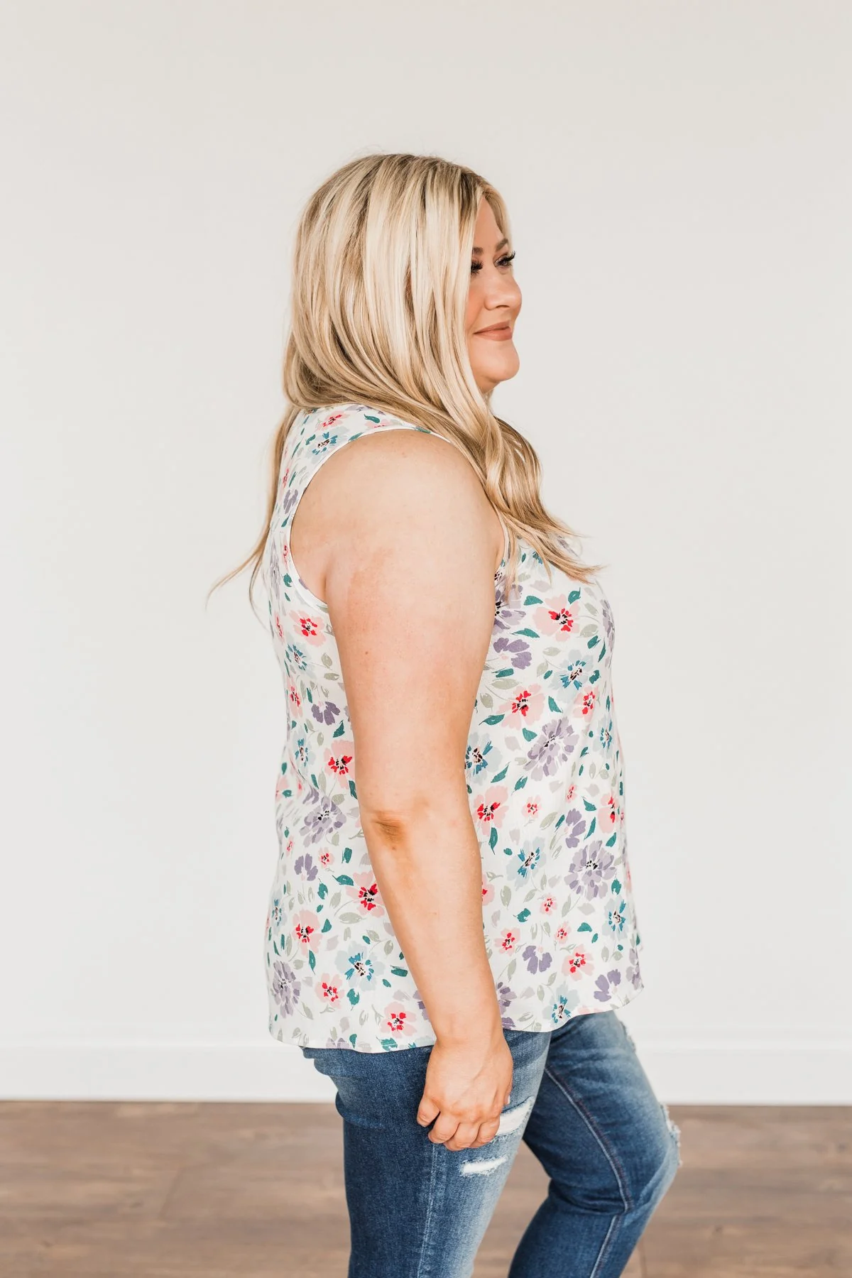 Times Are Changing Floral Tank Top- Ivory - Image 13