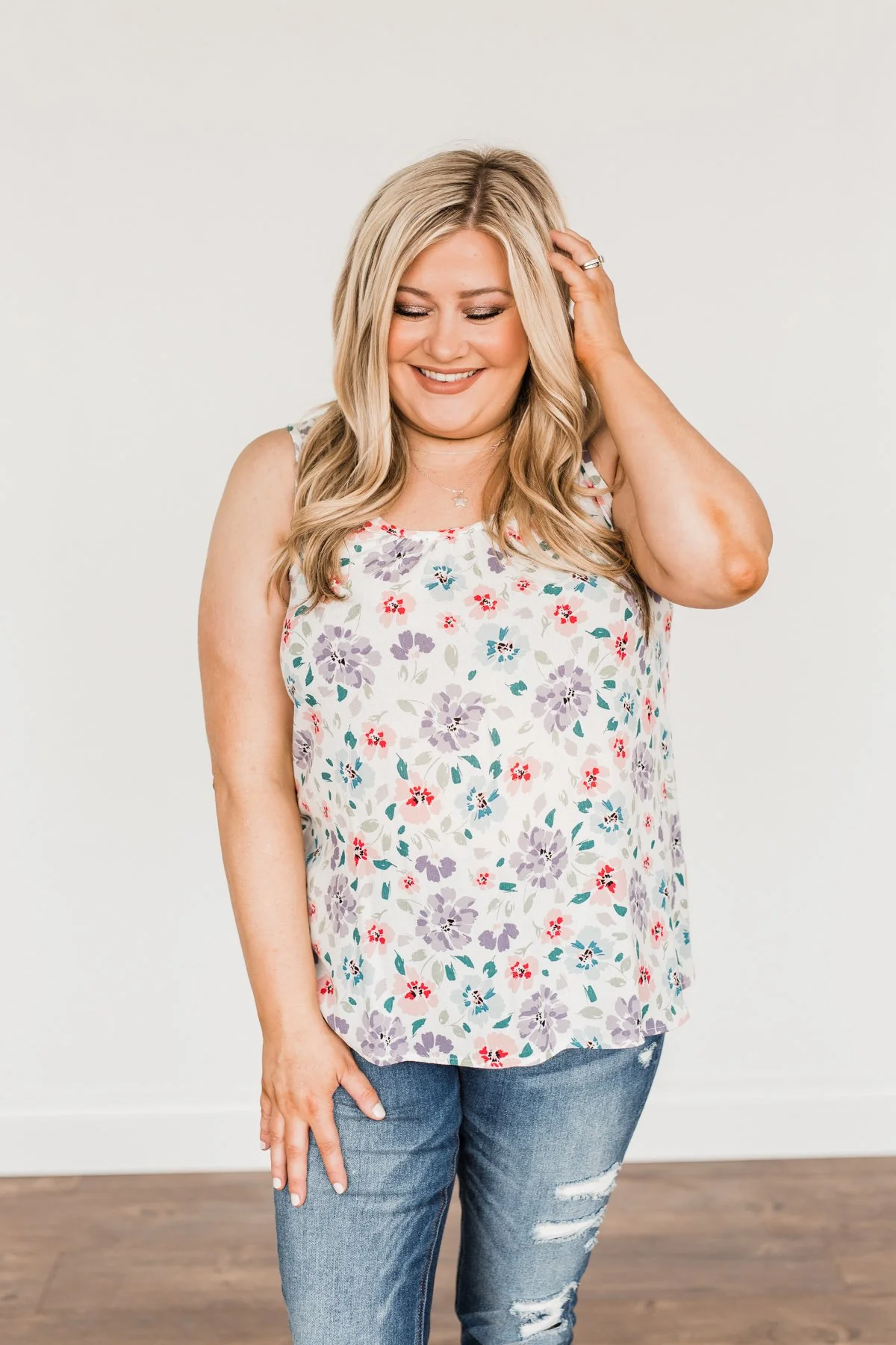 Times Are Changing Floral Tank Top- Ivory - Image 4