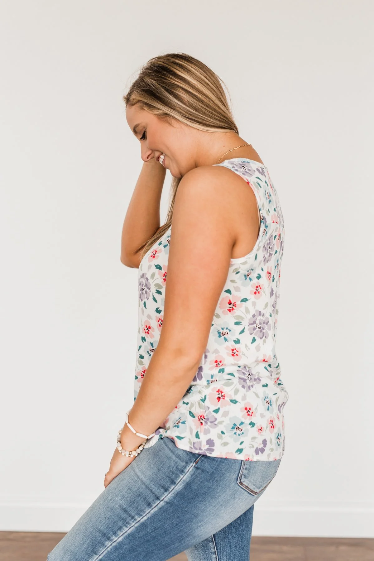 Times Are Changing Floral Tank Top- Ivory - Image 9