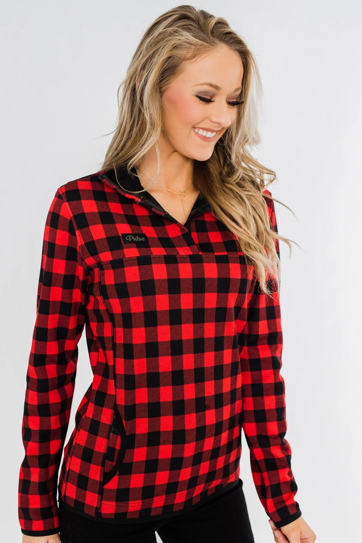 'Tis The Season 1/4 Button Pullover- Buffalo Plaid - Image 9