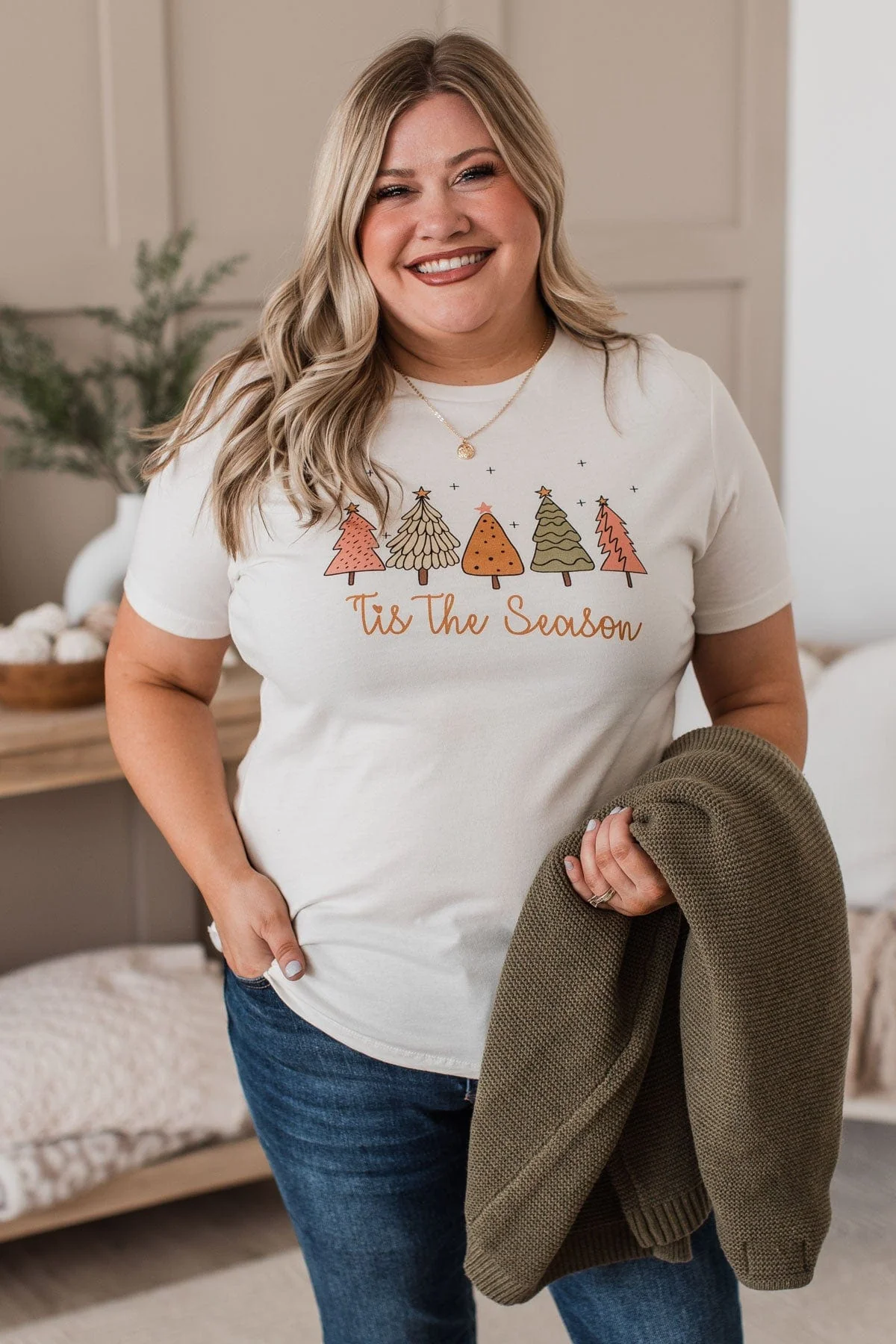 "Tis The Season" Graphic Top- Ivory - Image 2