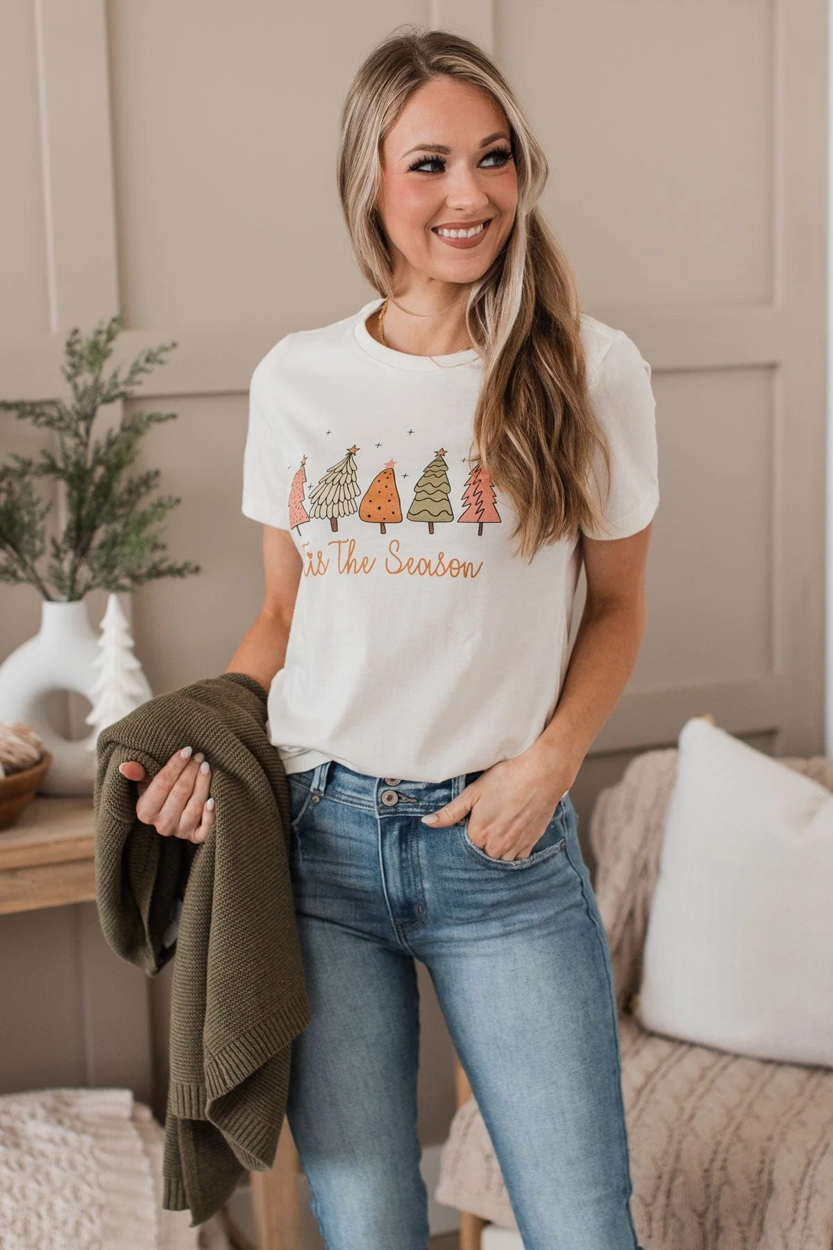 "Tis The Season" Graphic Top- Ivory - Image 3