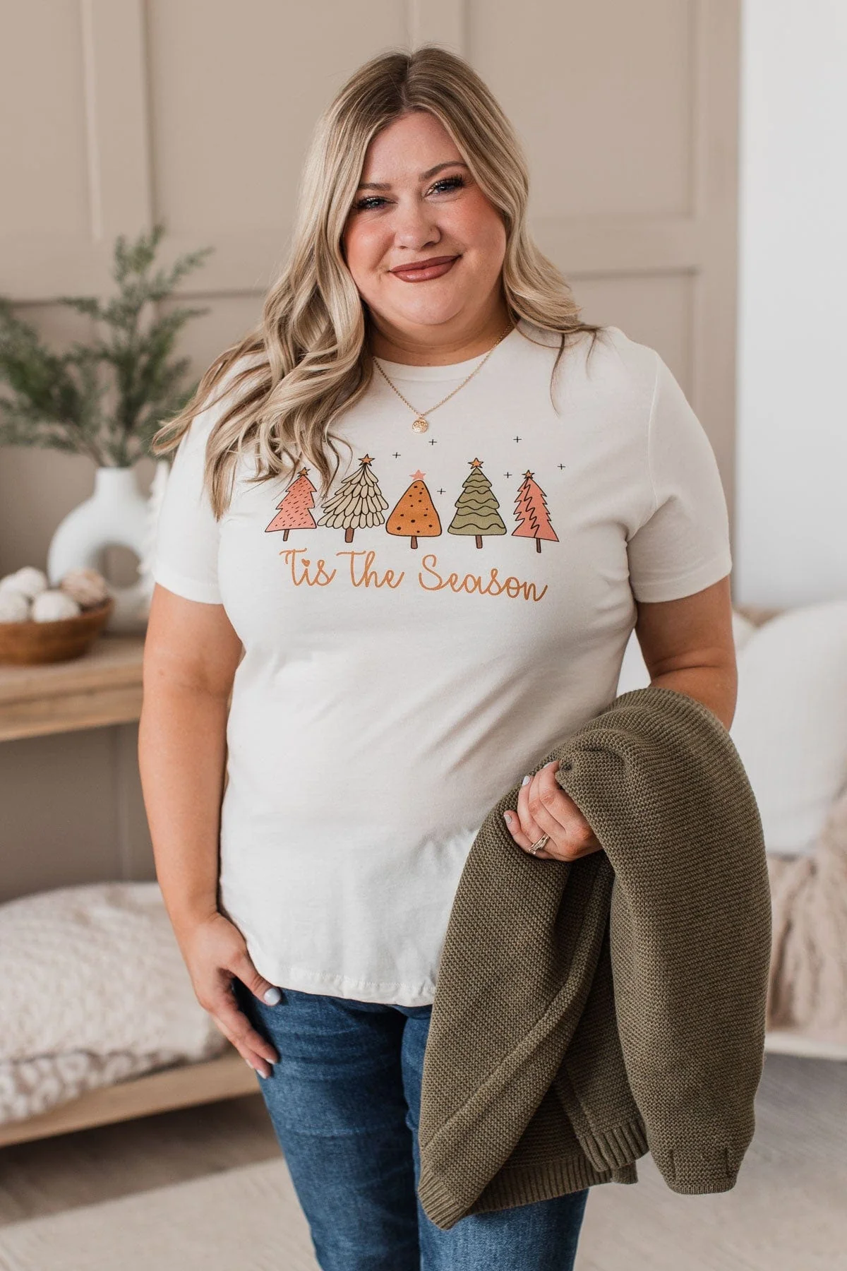"Tis The Season" Graphic Top- Ivory - Image 4