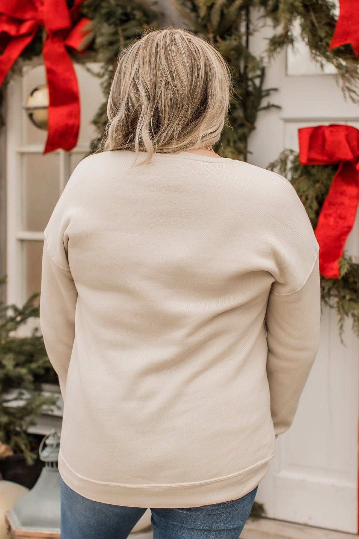 "Tis The Season To Be Jolly" Crew Neck- Beige - Image 9