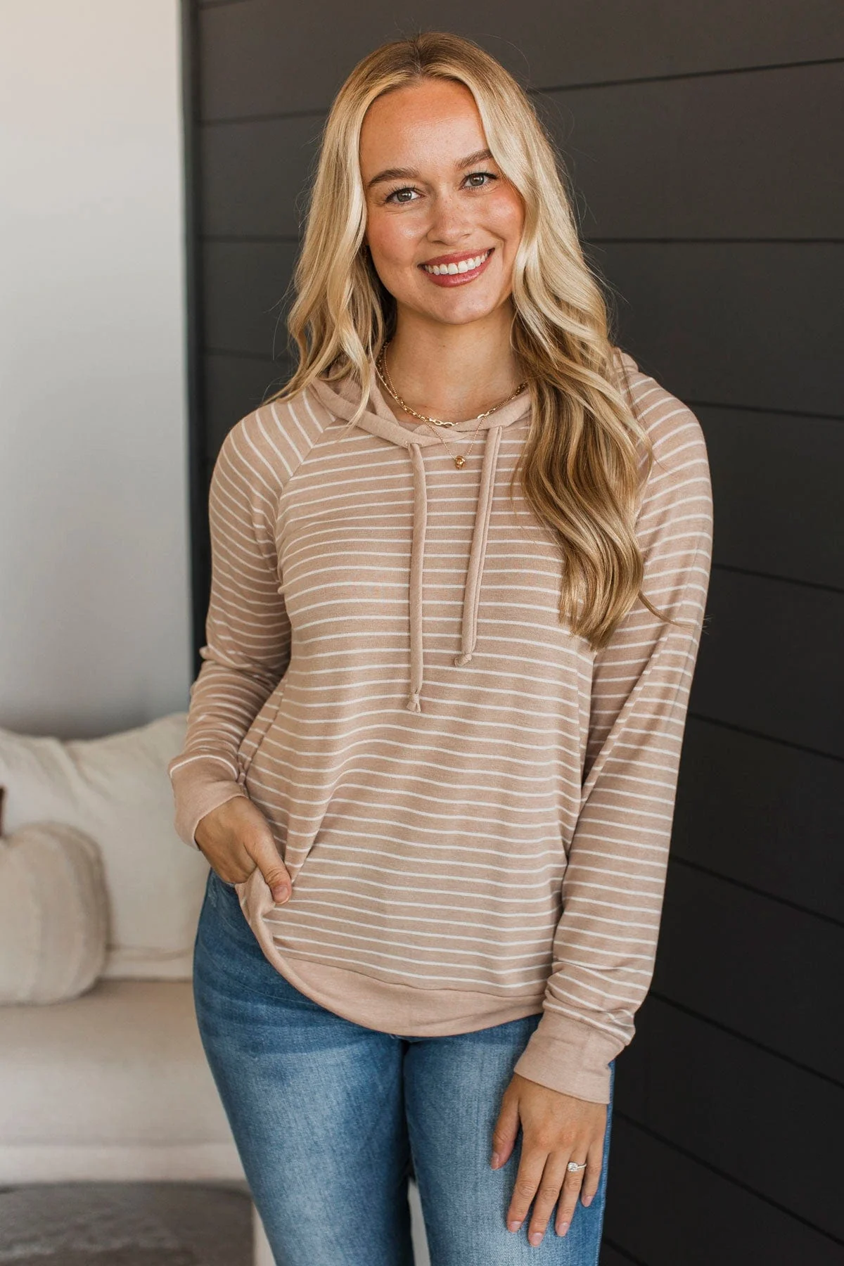 To Be Continued Hooded Top- Light Taupe - Image 3